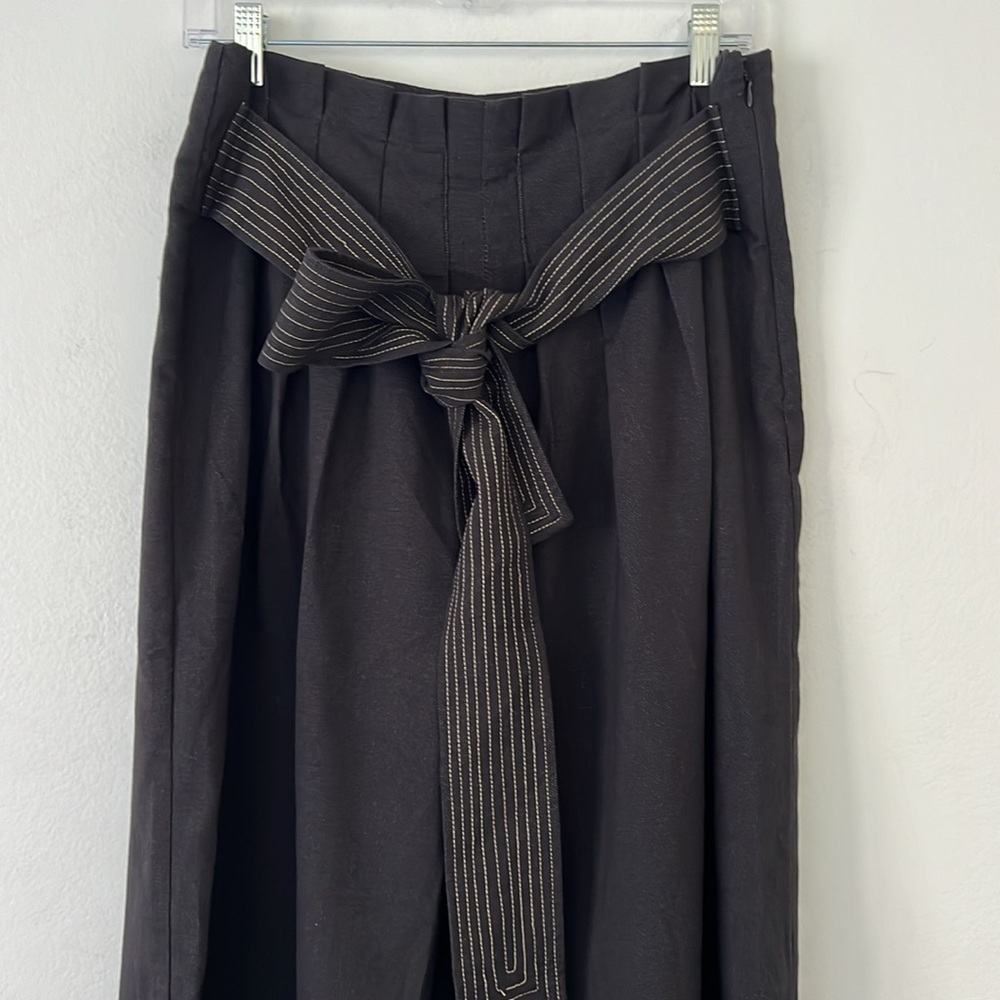 Current Air Los Angeles Women’s Wide Leg Pleated Pants Size Large Belted Black